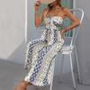 Women's Fashion Casual Summer Spring Colour Block Print Sleeveless High Waist Trousers Jumpsuits & Rompers