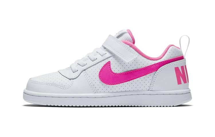 

Nike Court Borough Abrasion Resistant Low top Kids Skateboarding Shoes White Pink Children Aged 3 7 Years Old 870028-100 28