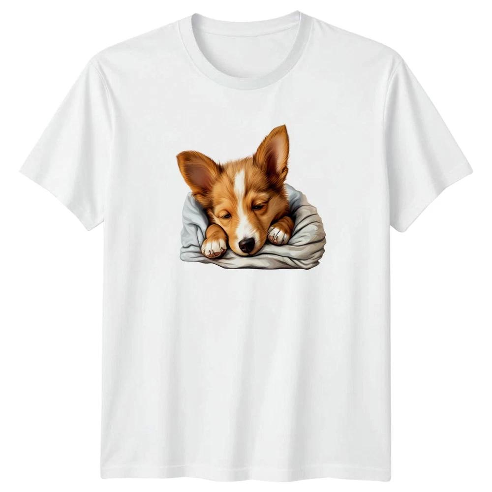 Just Five More Minutes Sleepy TShirt Corgi Puppy Dog S
