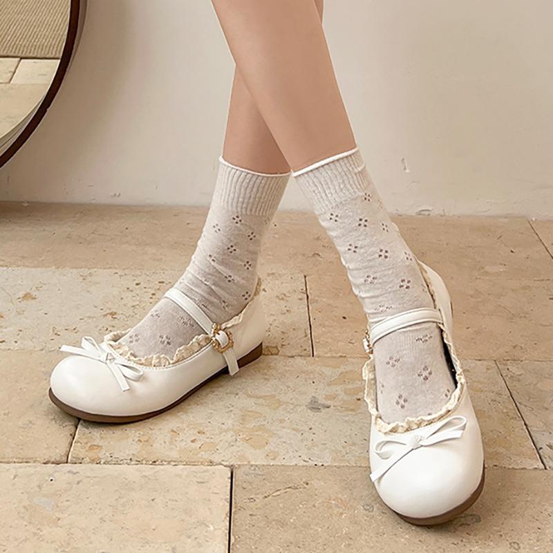 Fashion Spring New Butterfly-knot Women Flats Round Toe Shallow Ladies Casual Ballet Shoes Soft Leather Eelgant Dress Shoes