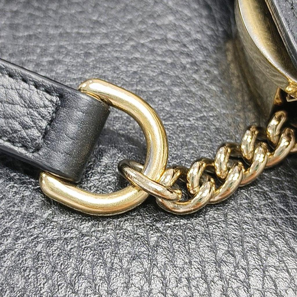 [Gebraucht] Double G Kette Schultergurt Genarbtes Leder Umhängetasche Akkordeon Crossbody Tasche - Sehr Gut #1Q23M6S