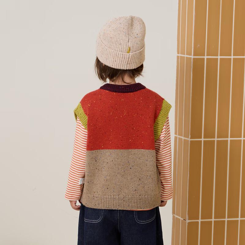 Papa Kids Retro Colorblock Wool Blend Vest