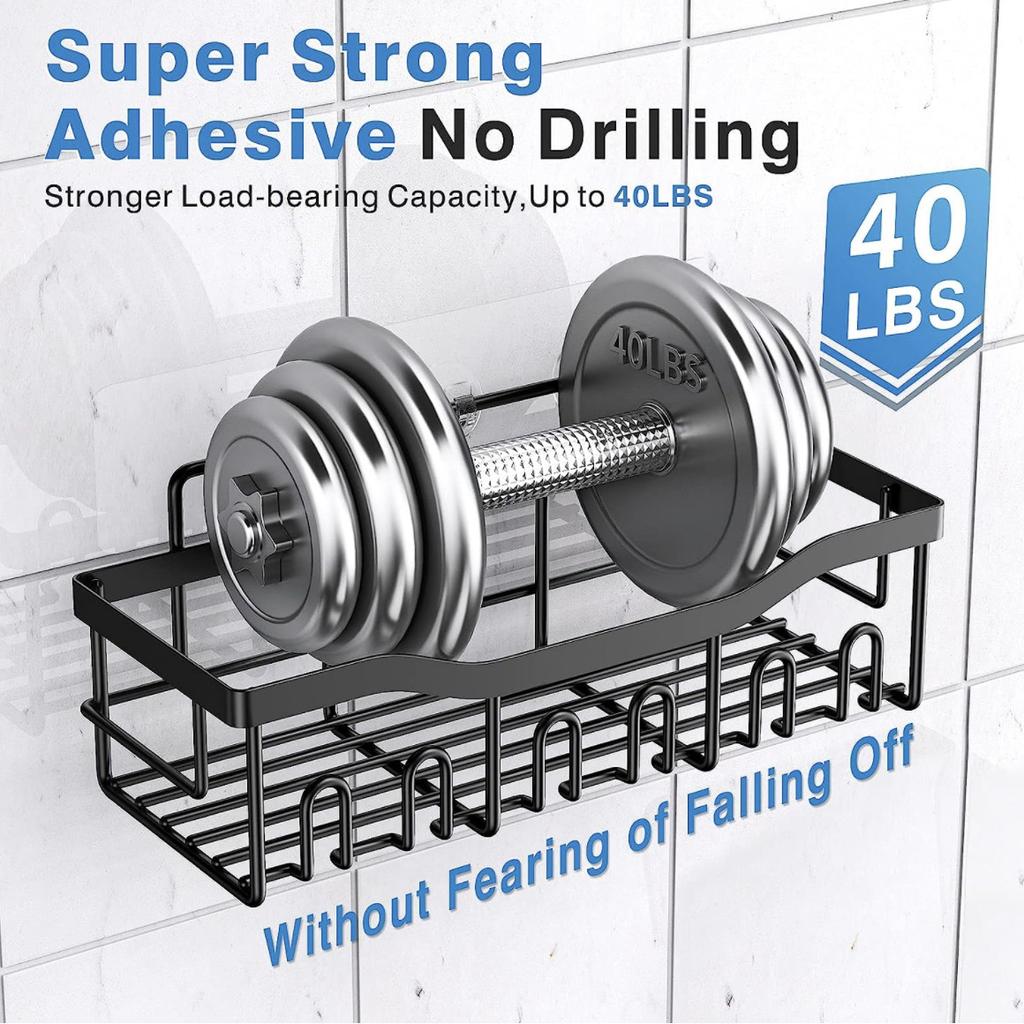 Adhesive Shower Caddy, 5 Pack Rustproof Stainless Steel Bath Organizers With Large Capacity, No Drilling Shelves for Bathroom Storage & Home Decor