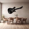 Modern Metal Guitar Wall Art Sculpture, Rock Star Musician Decor, Home Music Studio Decoration, Unique Gift for Music Lover, Black