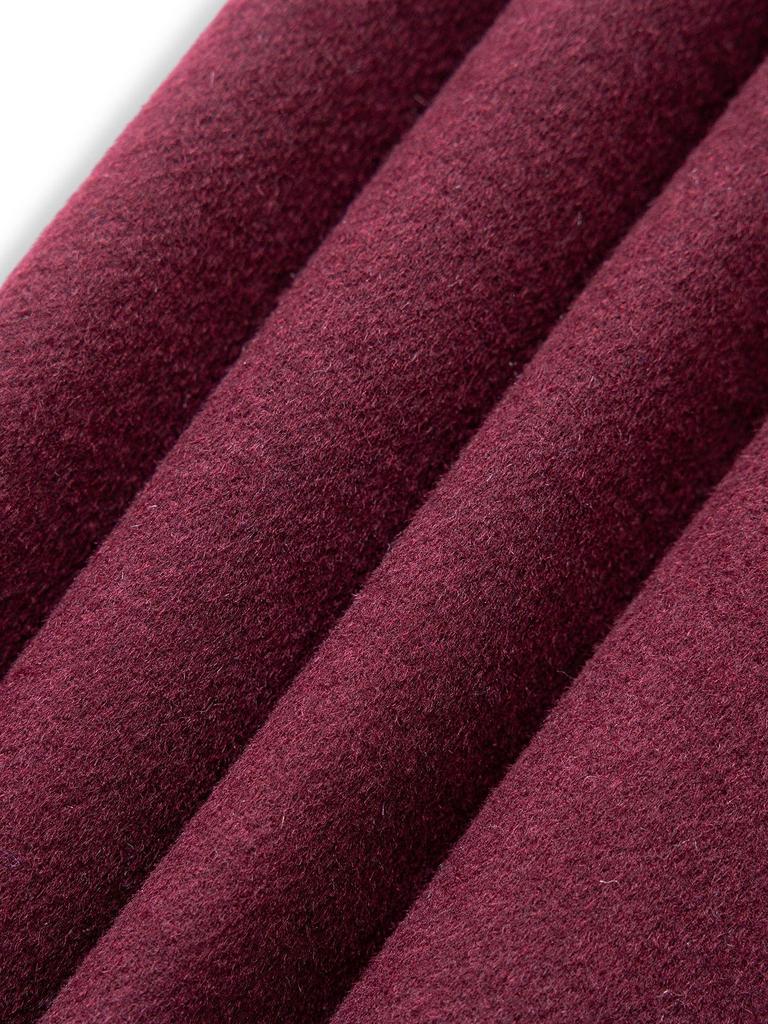 Elegant Woolen Skirted Dress with Waist-Cinch for Autumn/Winter