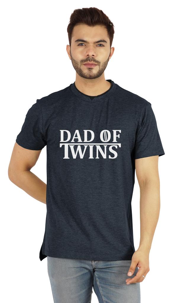 Inkmeso "Dad of Twins" Graphic Tshirt Cotton Jersey Half Sleeve Shirt for