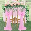 2pcs Pearl Tulle Chair Sashes 75x200cm Organza Fabric Sheer Tulle Chair Drapes For Wedding Party Event Banquet Home Decoration