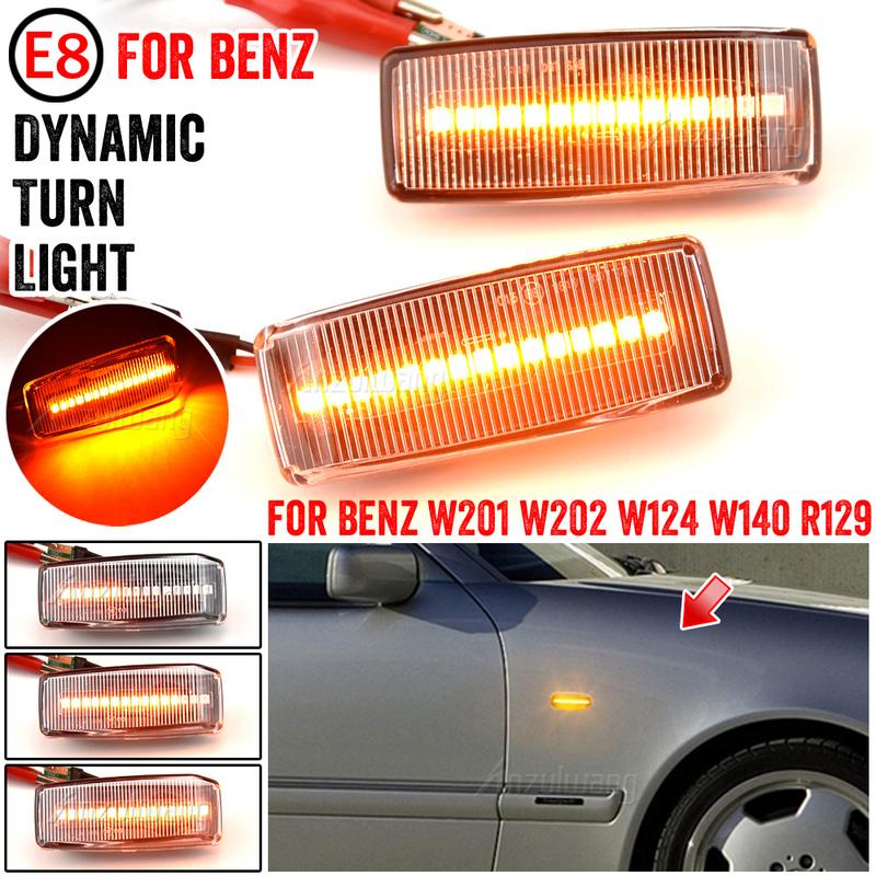 Car Dynamic Side Marker Light Turn Signal Indicator for Mercedes Benz C E S SL CLASS W201 190 W202 W124 W140 R129