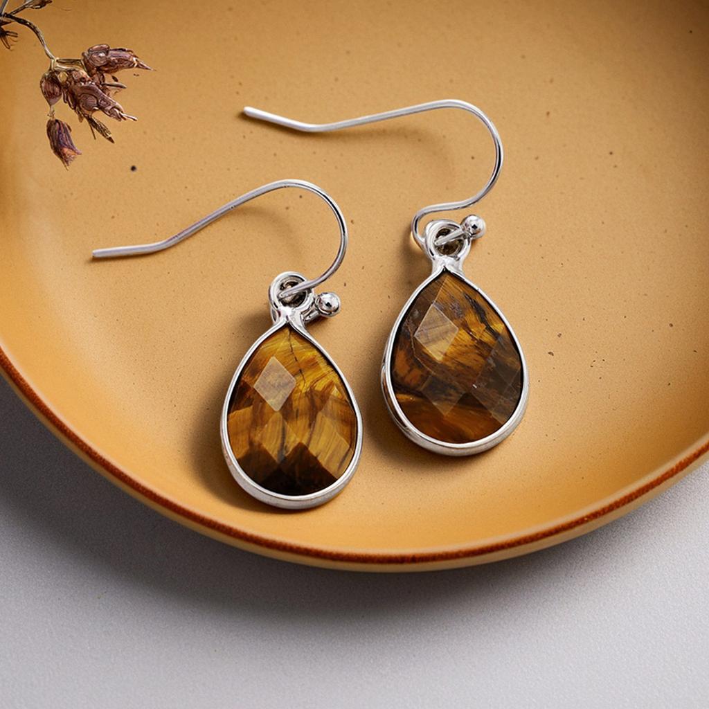 Fashion new smart wind natural stone crystal water drop pendant earrings popular Ins jewelry in Europe and America