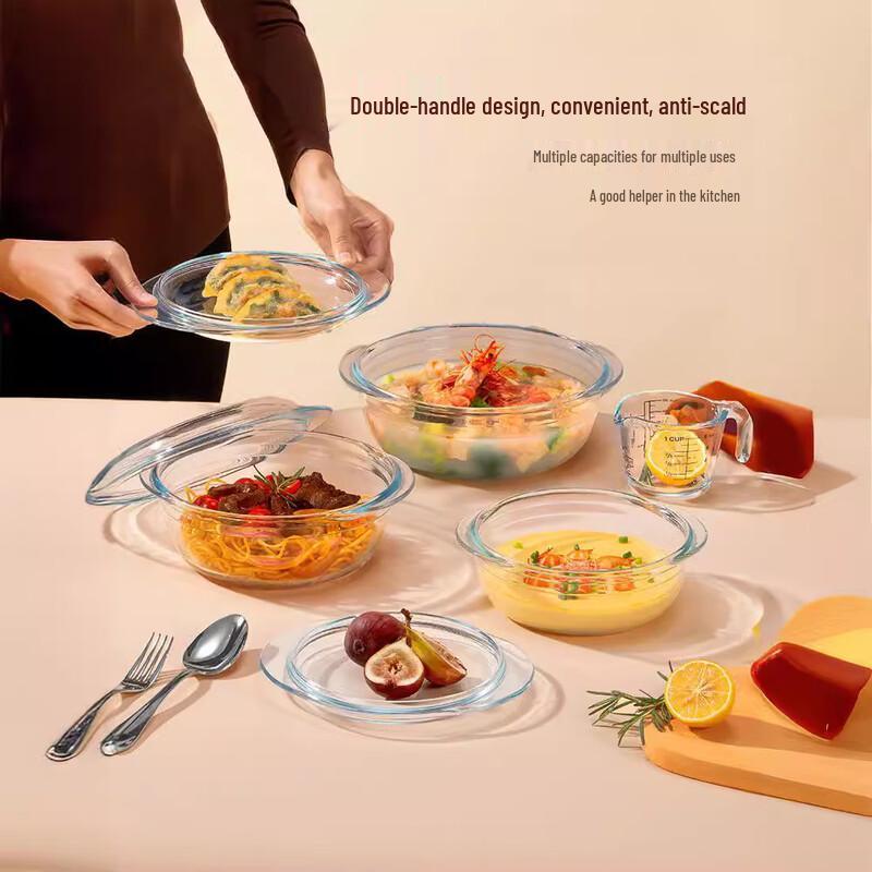 Rectangular High Borosilicate Glass Casserole Dish with Lid