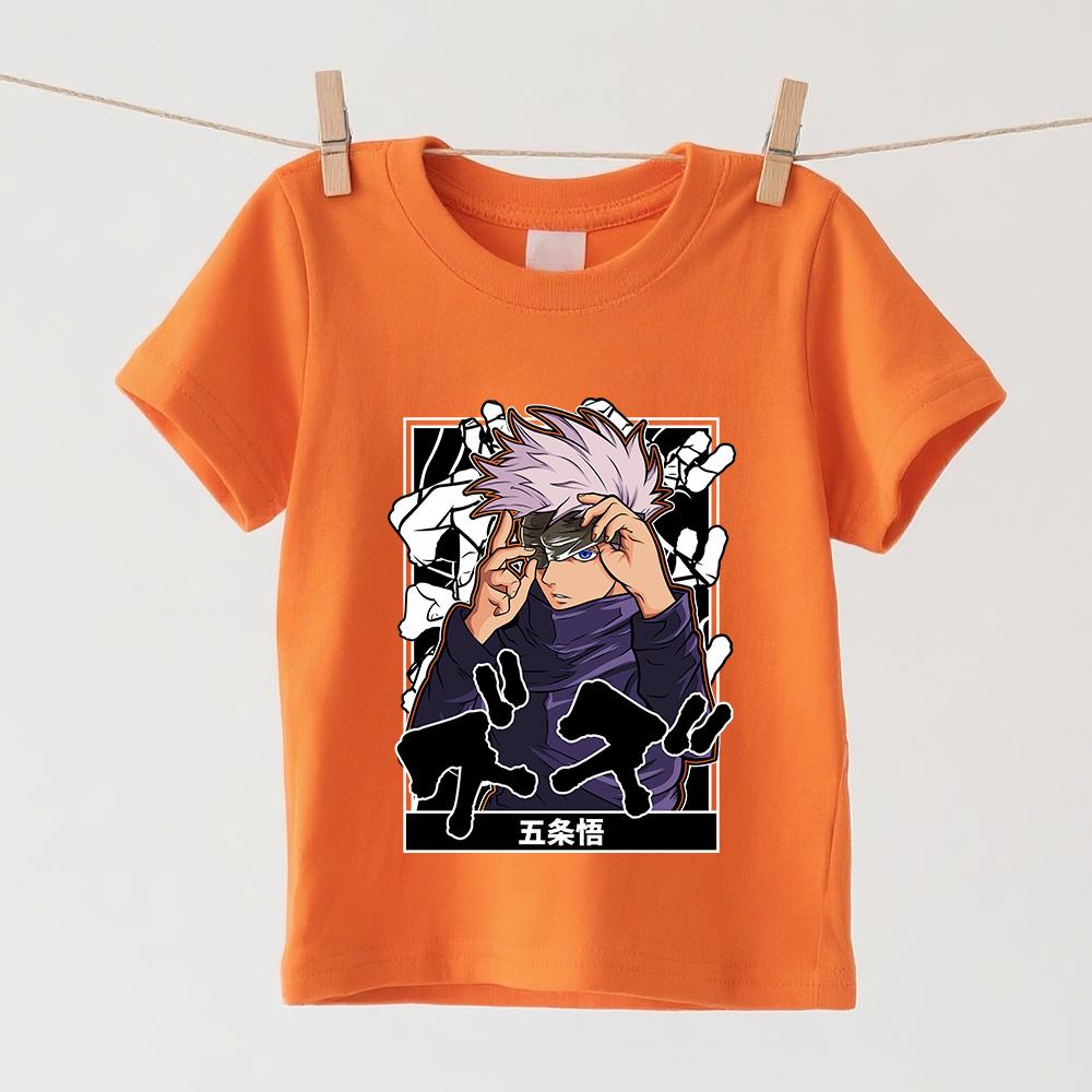 Jujutsu Kaisen Gojo Anime Graphic Print Kids Cotton T Shirts Summer Short Sleeve Casual Tee for Boys Girls Clothes
