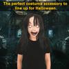 Halloween Zombie Headgear Scary Black Hair White Eyes Realistic Reusable Haunted House Costume Party Cosplay Latex Head Cover Party Supplies