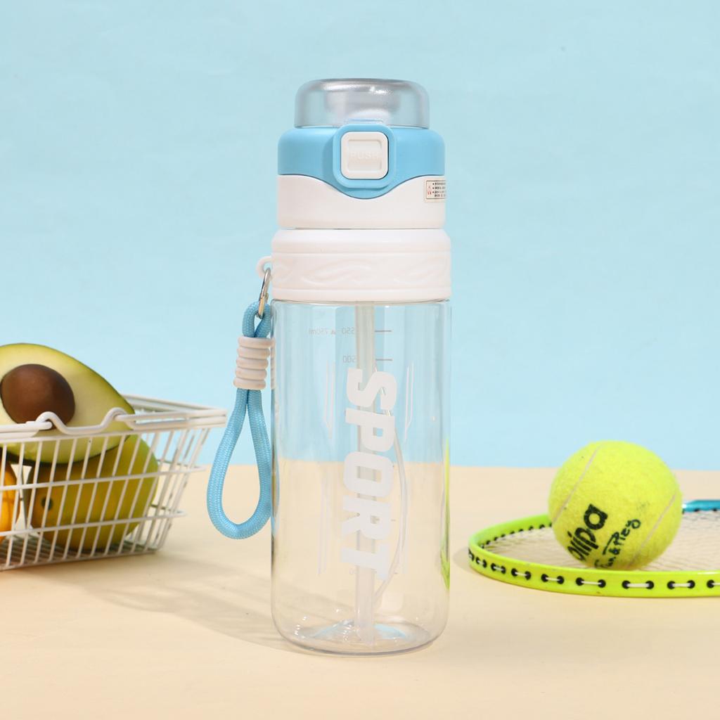 Water Bottle New Simple Spray System Straw Cup Large Capacity Wear-resistant Drop-resistant Plastic Cup with Lifting Rope Portable Sports Water Cup