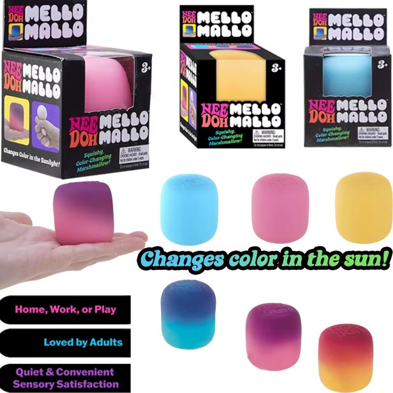 Needoh Mello Mallo TPR Reativo a UV Formato de Marshmallow Segurança Não Tóxico Macio Rebote Lento Alívio de Estresse Brinquedo Fidget Presente de Lazer