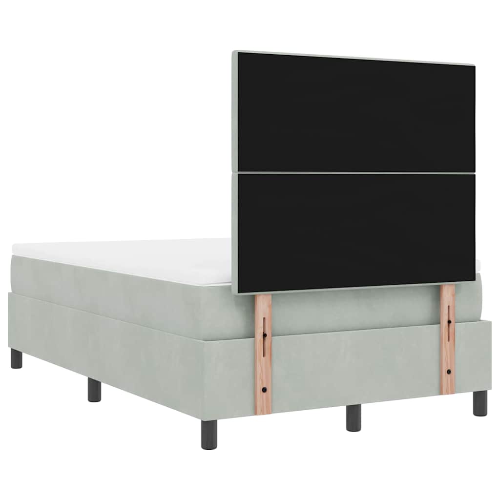 Box Spring Bed with Mattress Light Grey 120 x 200 cm Velvet