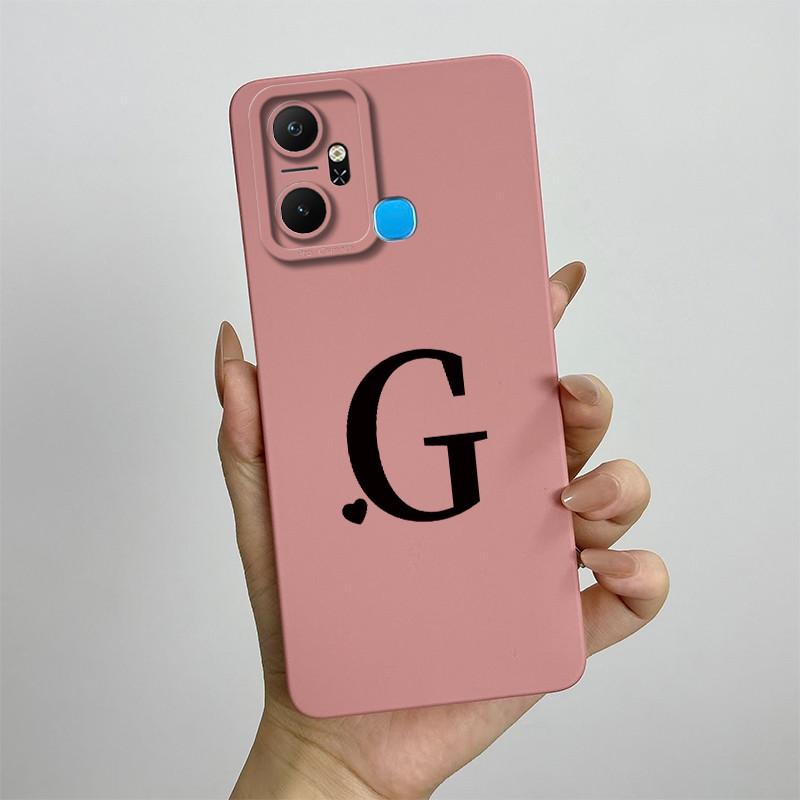 For Infinix Smart 6 Plus Case Infinix Smart6 Plus Phone Case X6823C Cute Initial Letters Square Soft Silicone Back Cover Fundas