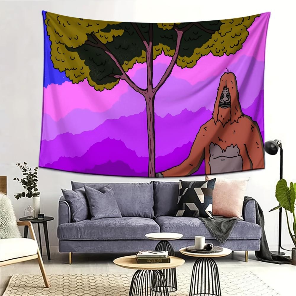 Fantasy Cartoon Tapestry BluePurplePink Mountain Sky Artistic Living Room Sofa Backdrop Wall Decor Room Accent 100X70CM