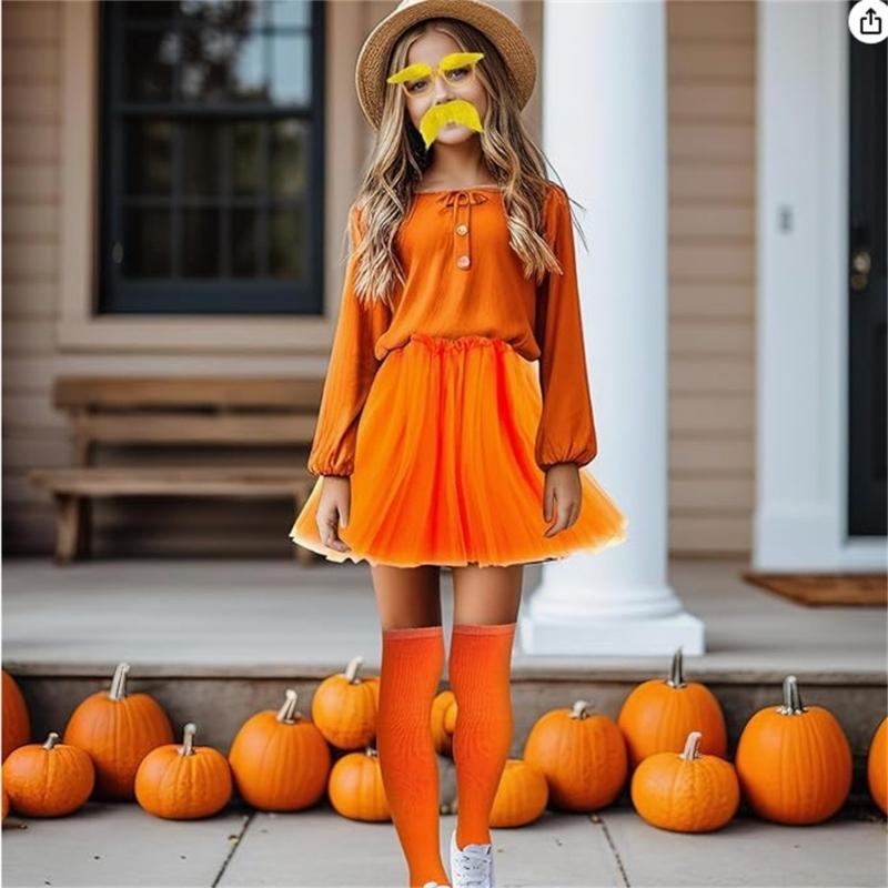 Cosplay Halloween Costume Yellow Mustache and Eyebrows Fake Beard with Glasses,Tangerine Tutu Tangerine Costume Accessories