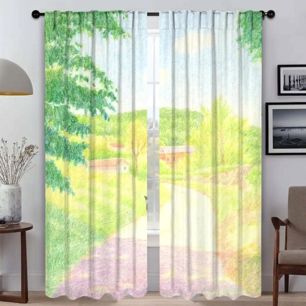 Tulle Albero Estivo per Camera da Letto Tende da Cucina per Camera Tenda Soggiorno Decorazione Halloween Tende a Rullo Tende per Interni Casa