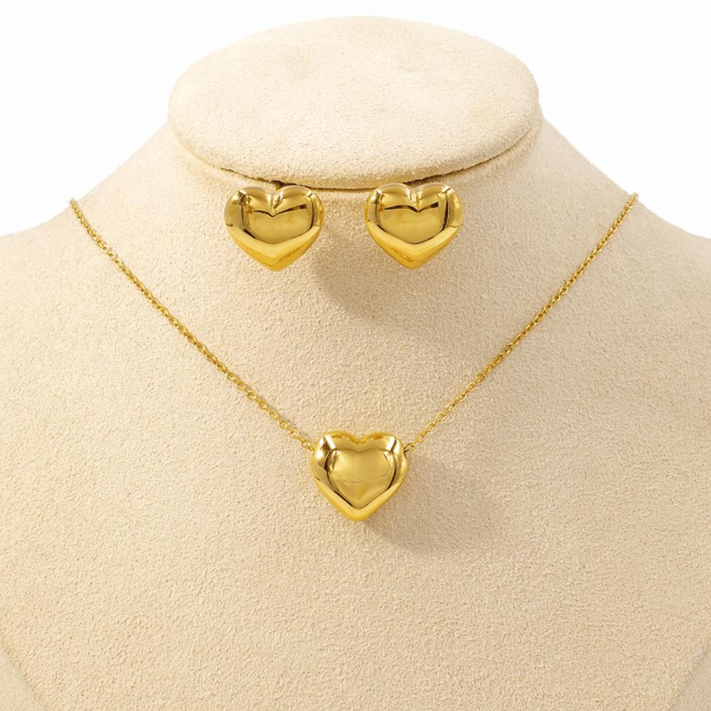 Bow love necklace earrings three-dimensional suit women's collarbone chain fashion jewelry