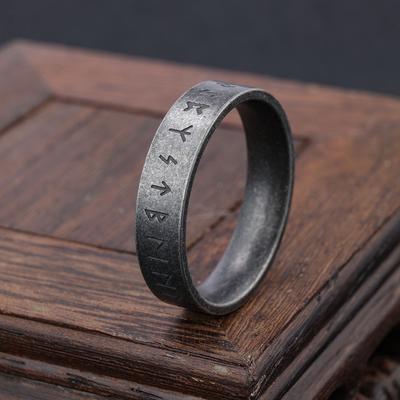 Inel Rune Minimalist din Oțel Titan pentru Bărbați Bijuterii Gotice Vintage