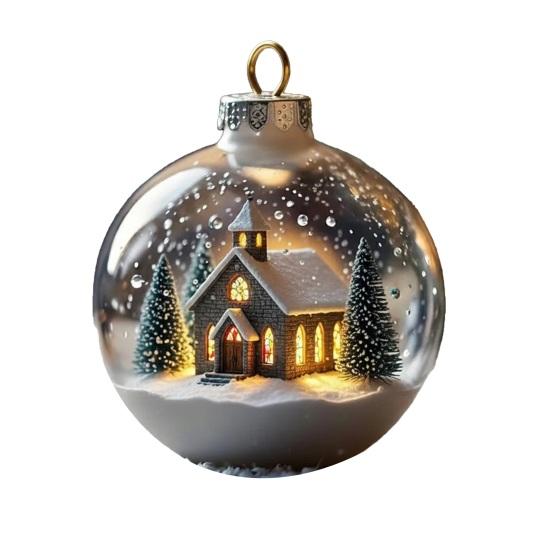 Juleanheng Scenekule Festlig Atmosfære Dekorasjon med Hus Inni Dekorativt Ornament