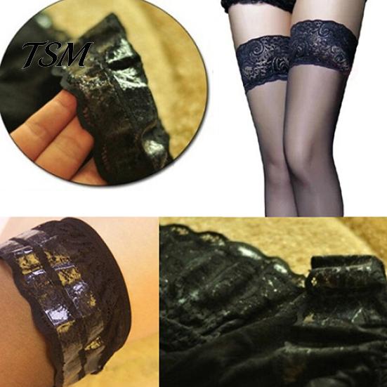 Women\'s Sexy Lace Top Silicon Strap Anti-skid Thigh Nightclub High Stockings