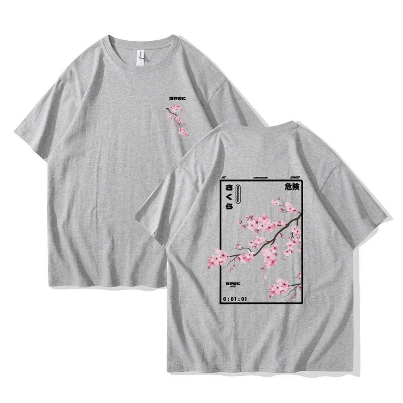 2026 Summer New Pattern Tshirt Animestyle Cherry Blossom Print ShortSleeved Comfortable Casual Tshirt