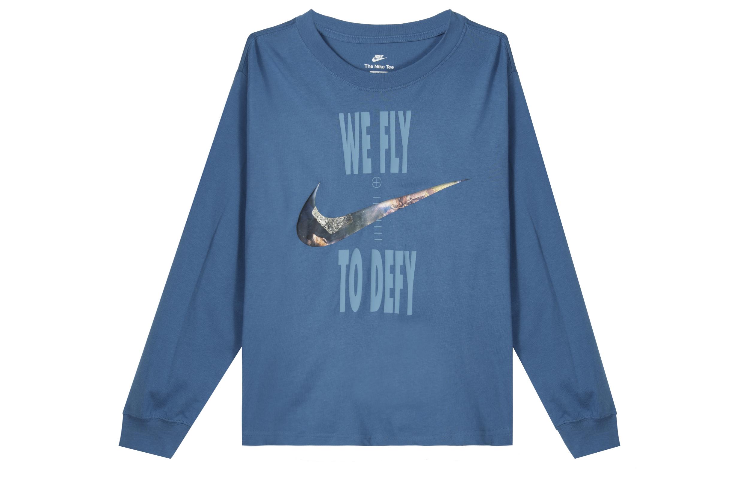 Nike Sweatshirts Women s Blue Crew Neck Moderate Regular DX0727-407 L