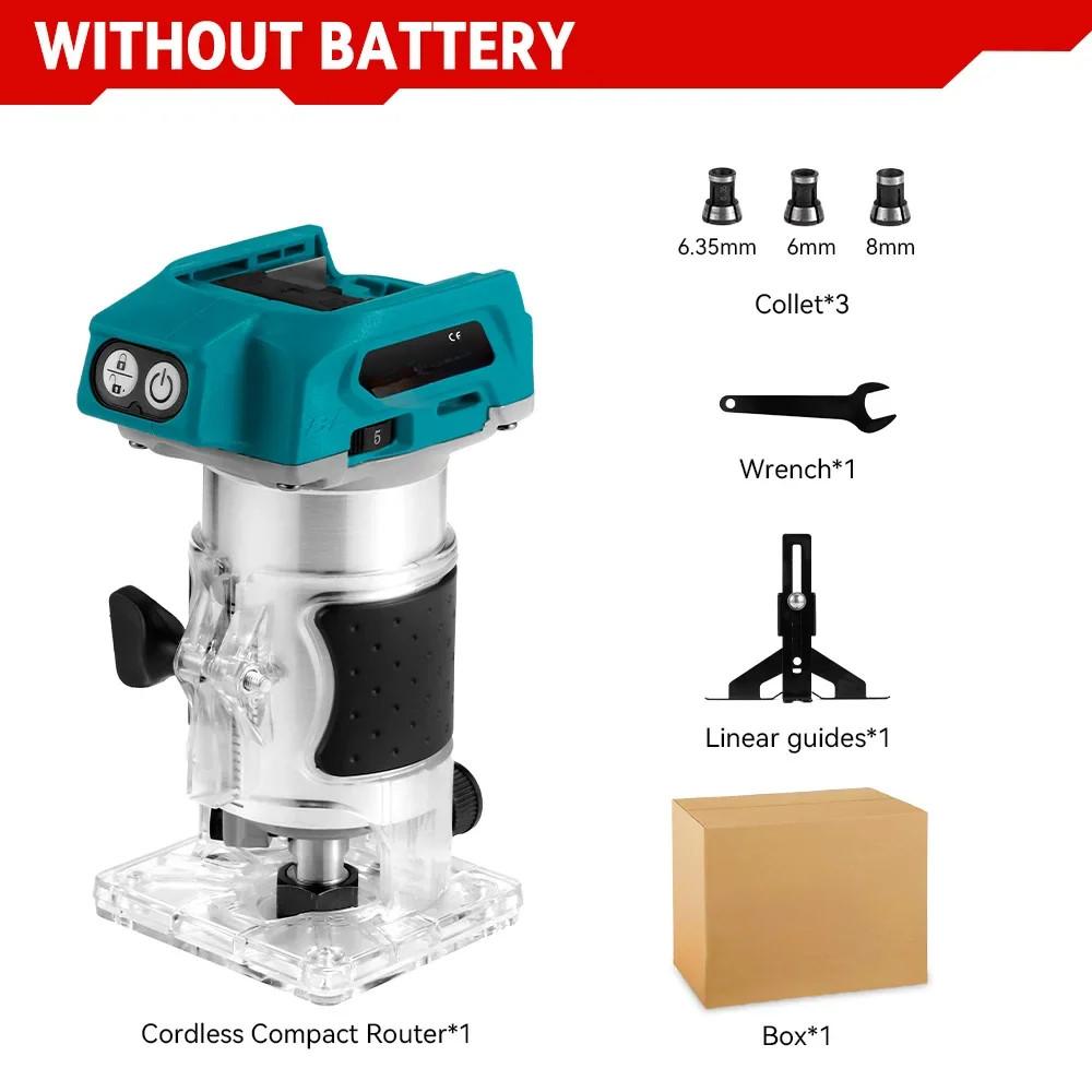 1600W Cordless Wood Router 5 Speeds Brushless Electric Hand Trimmer Portable Woodworking Engraving Slotting Power Tool