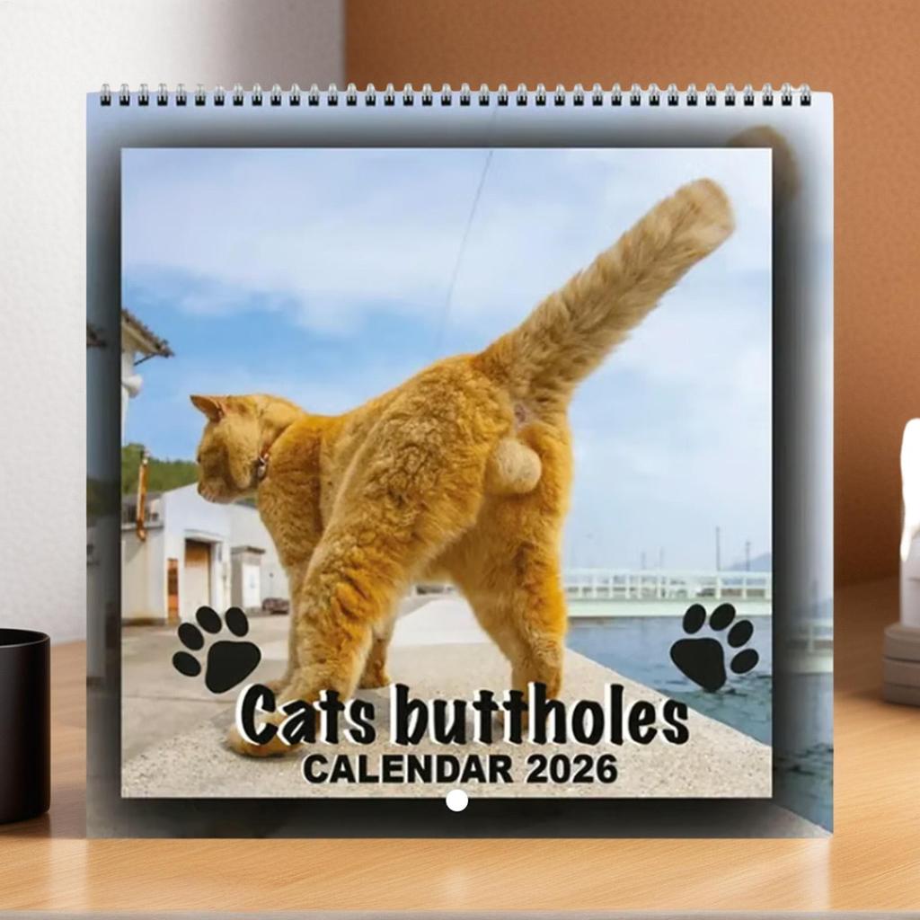 Cat 12 Monthly Wall Calendar 2026 Cat Butt Calendar Funny Cat Tail Wall Calendar Scheduling Tool Family Planner Organizer