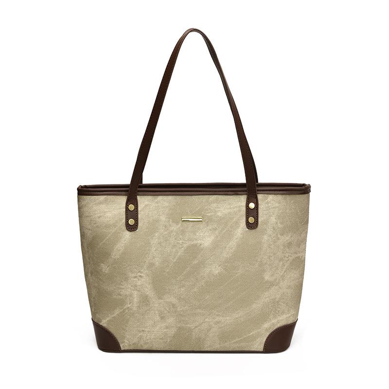 Fashion and Leisure Large-capacity Tote Bag Women's New Texture Contrasting Color Splicing Portable Commuter Bag Shoulder Bag