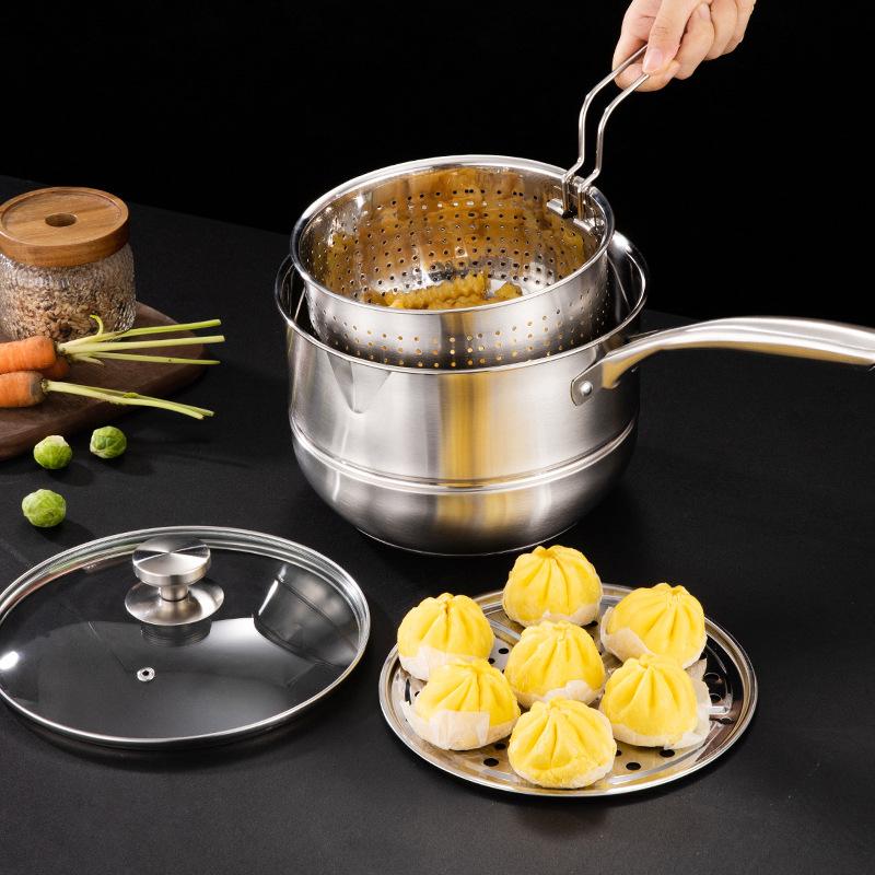 Stainless Steel Foldable Handle Frying Basket Kitchen Handheld Colander Noodles French Fries Sieve Oil Strainer Cooking Tools