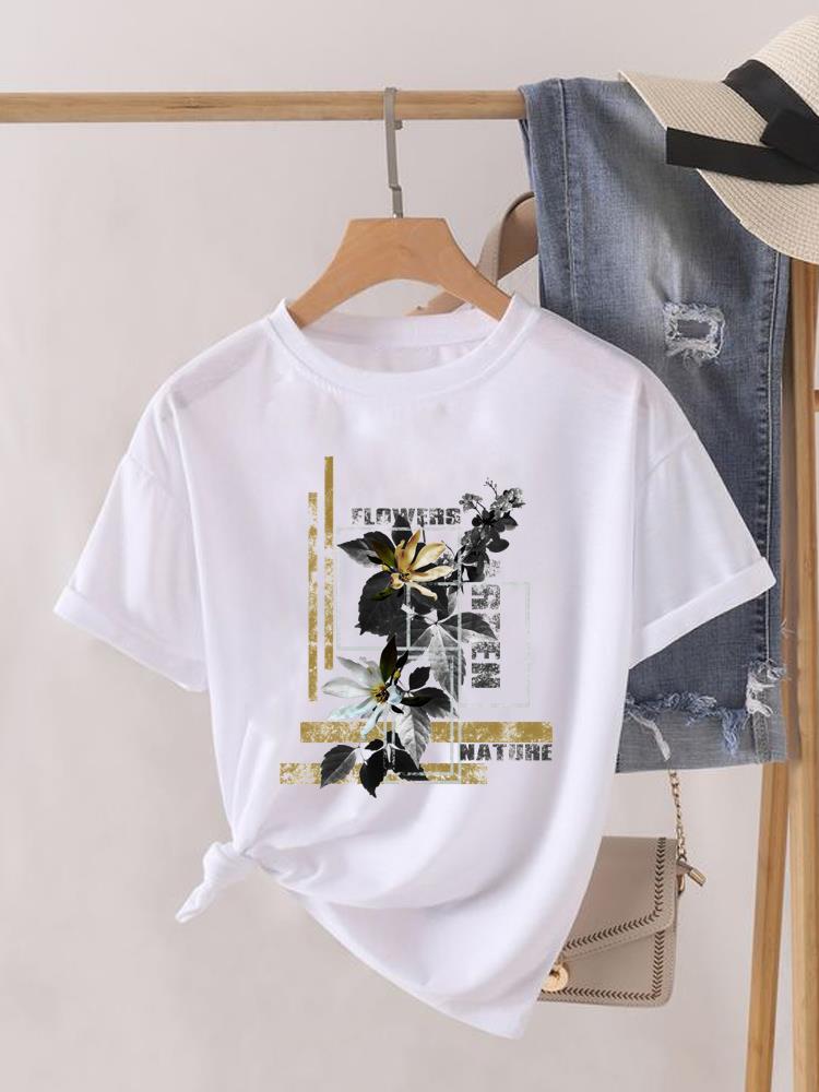 (Asian Size) Cartoon Cute 90s Lady Female Top Printed Fashion Graphic Short Sleeve T-shirts Tee Clothing Women Casual T Shirt