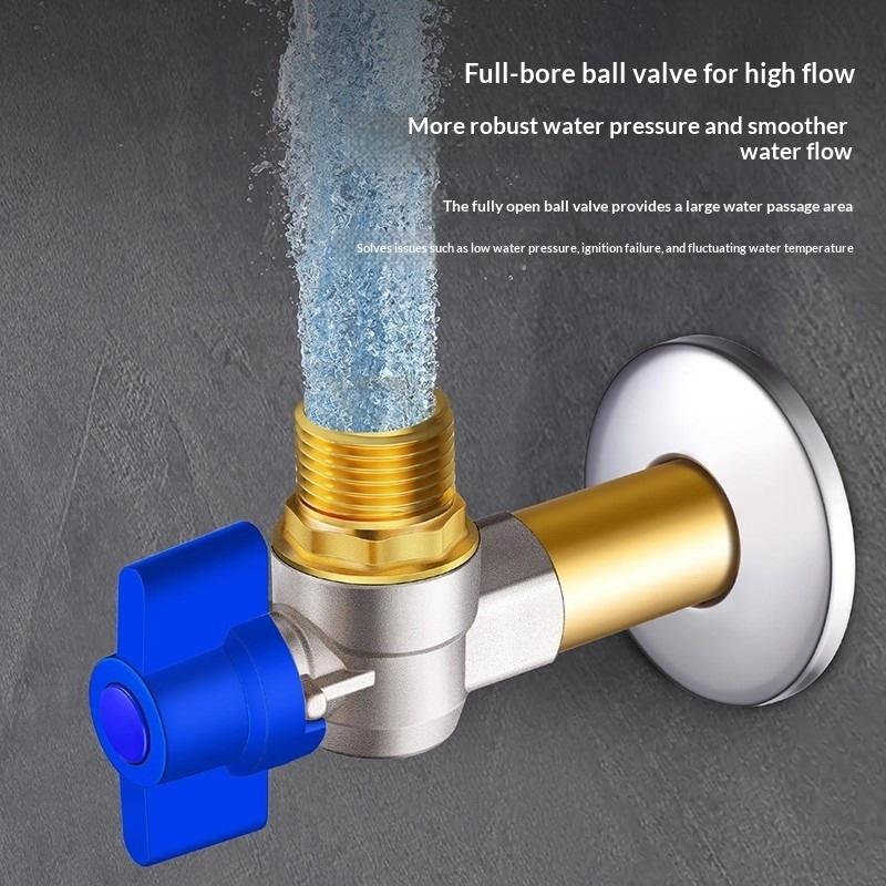 2Pcs Heavy Duty Copper Ball Valve Leakproof Full Opening Smooth Flow Shutoff Valve for Bathroom Renovation
