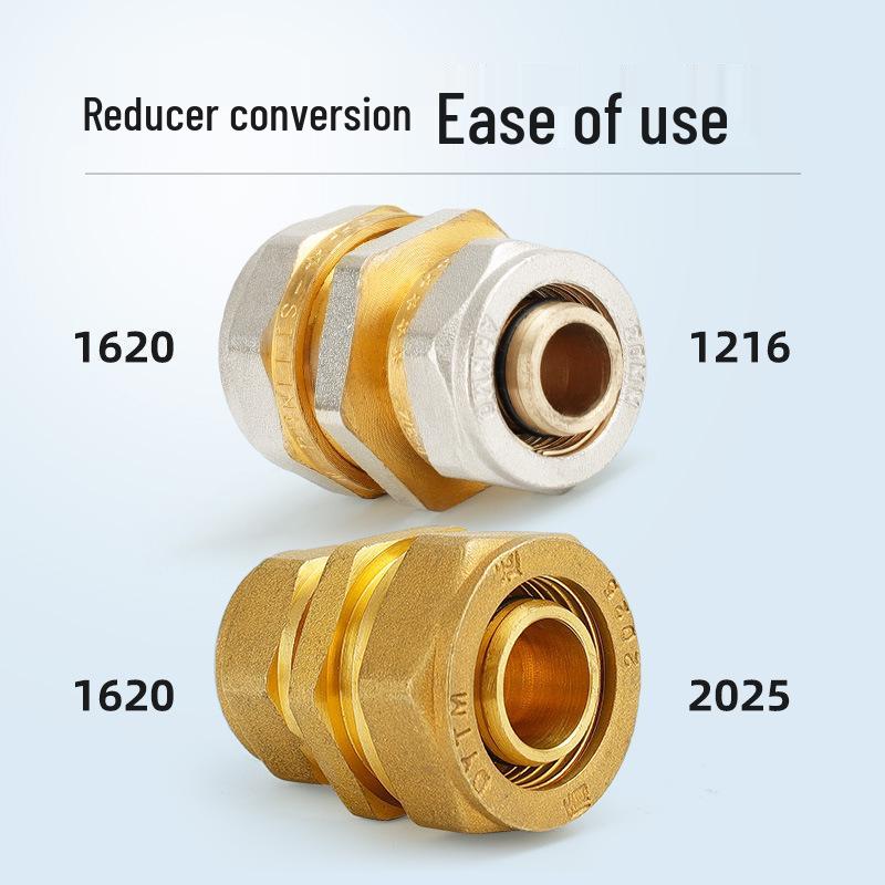 Aluminum-Plastic Pipe Ferrule Reducer Fitting, 1216-1620 for Solar and Floor Heating, Copper 2025
