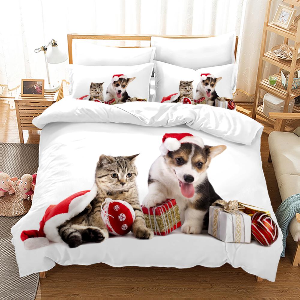 Roztomilý pes Luxusní ložní souprava 3D tisk Pro dospělé Dítě Twin Single Queen King Full Size Ložnice Zvíře Kreslený Set povlaku na přikrývku