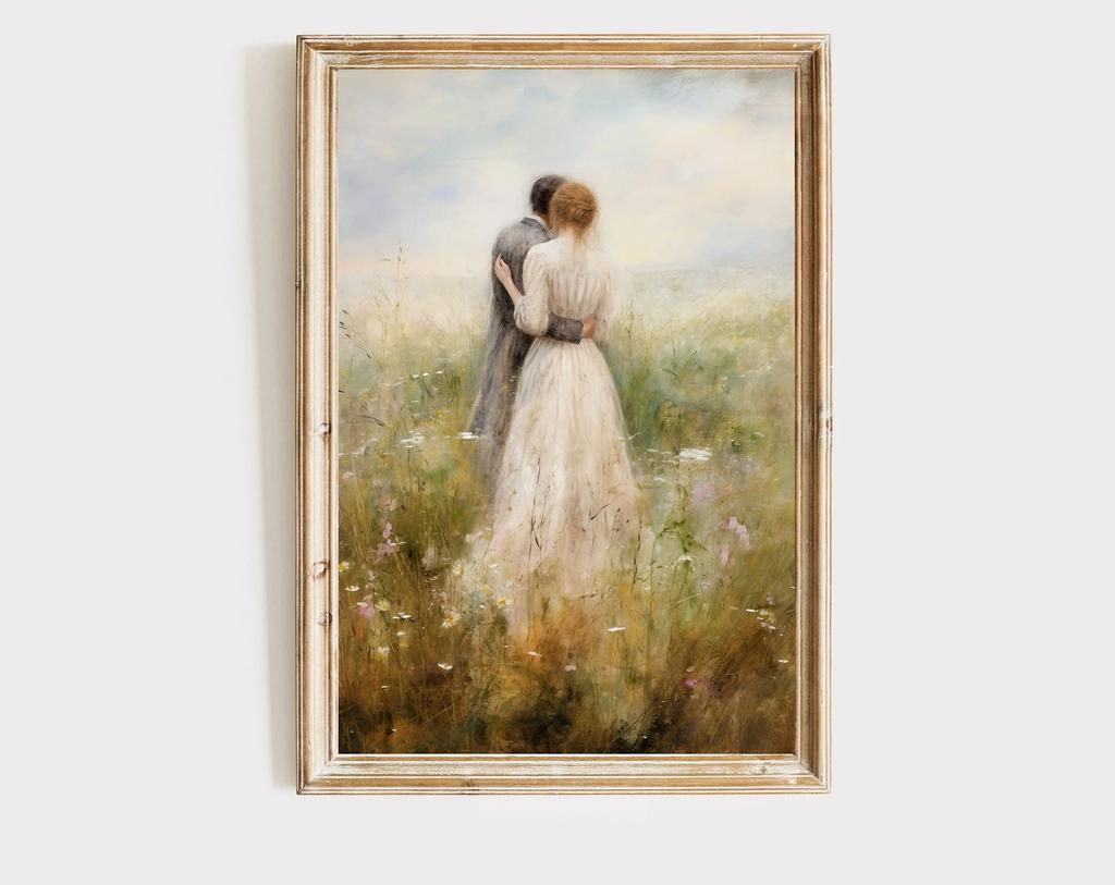Pride and Prejudice Wall Art Print Canvas Oil Painting Elizabeth Bennet and Mr Darcy Cottagecore Posters Home Decor