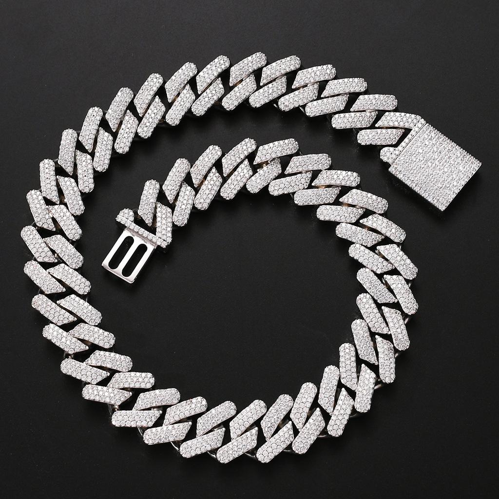 European-American Bestseller: 20mm Three-Row Zircon Cuban Chain, Real Gold Plated, Full Diamond Hip Hop Necklace