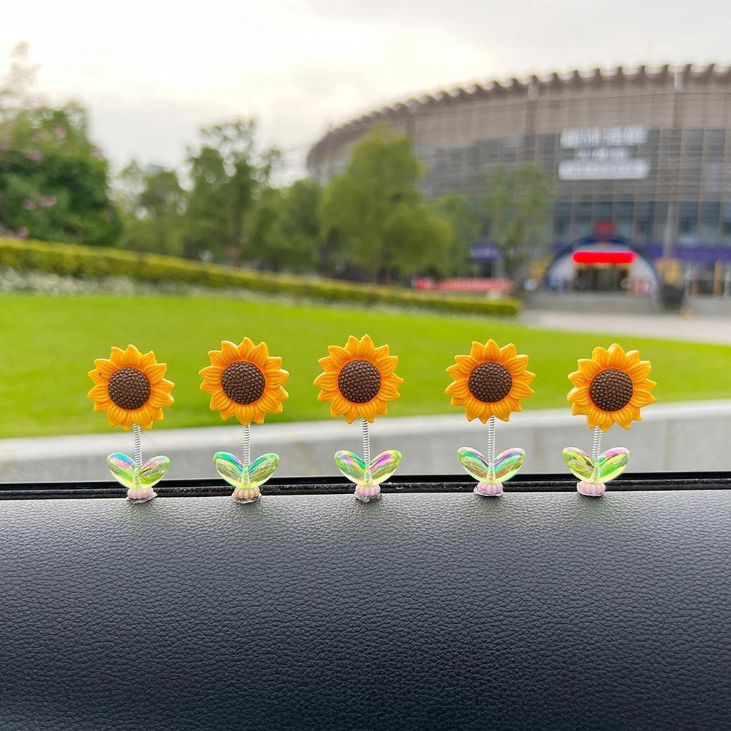Sunflower Car Decoration, Dancing Sunflower - Cute Sunflower Decoration Bobblehead 5 Pcs Cute Sunflower