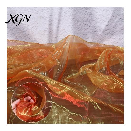 Durable Organza for Fashion Accessories 1 Yard Two Tone Sheer Fabric, 60 Inch Wide Iridescent Silky Decorative Fabric Christmas Tree Ornaments Glitter