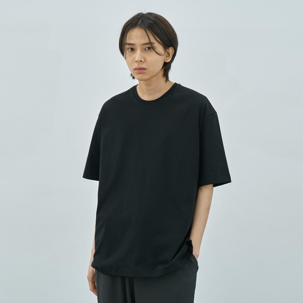 Arrayed Relaxed Cotton Round Half Sleeve T-Shirt [Black] - Refer To The Detail Page/L