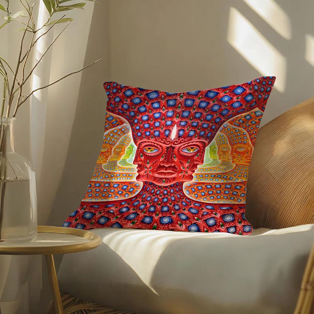 Alex gGrey art Pillow Case DoubleSided Plush Sofa Cushion Covers Organic Breathable Invisible Zipper