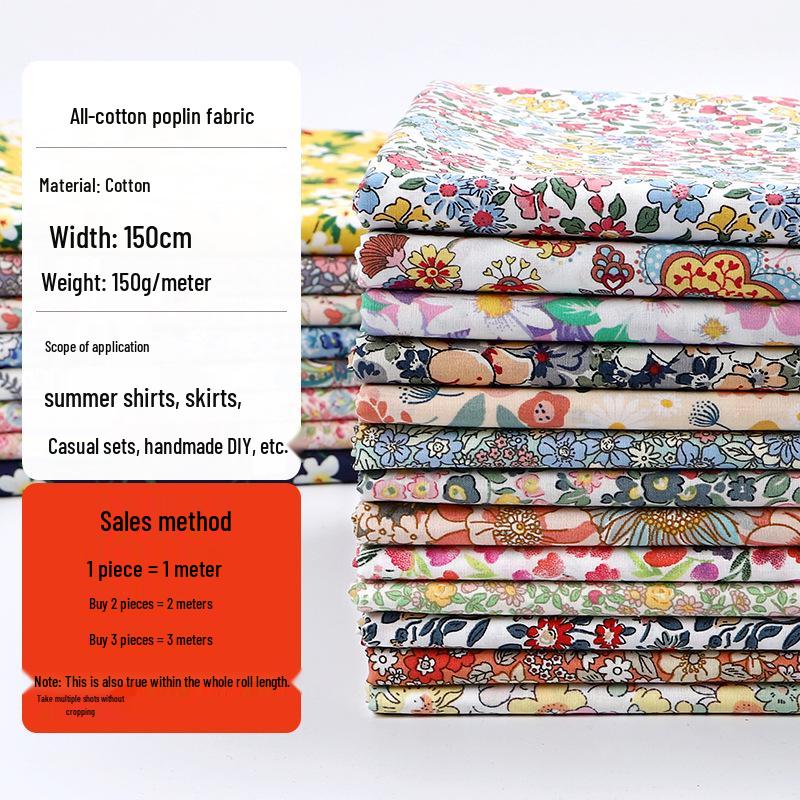 Pure Cotton Floral Poplin Fabric for Girls' Summer Dresses – Fresh Pastoral Print