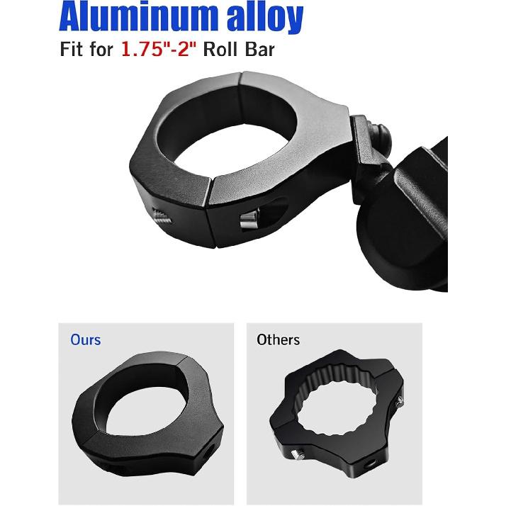 UTV Phone Holder, Aluminum Alloy Heavy Duty Cell Phone Mount For UTV/SXS,360° Adjustable Mounting Bracket Fits 1.75”-2” Roll Cage, 8 Claws