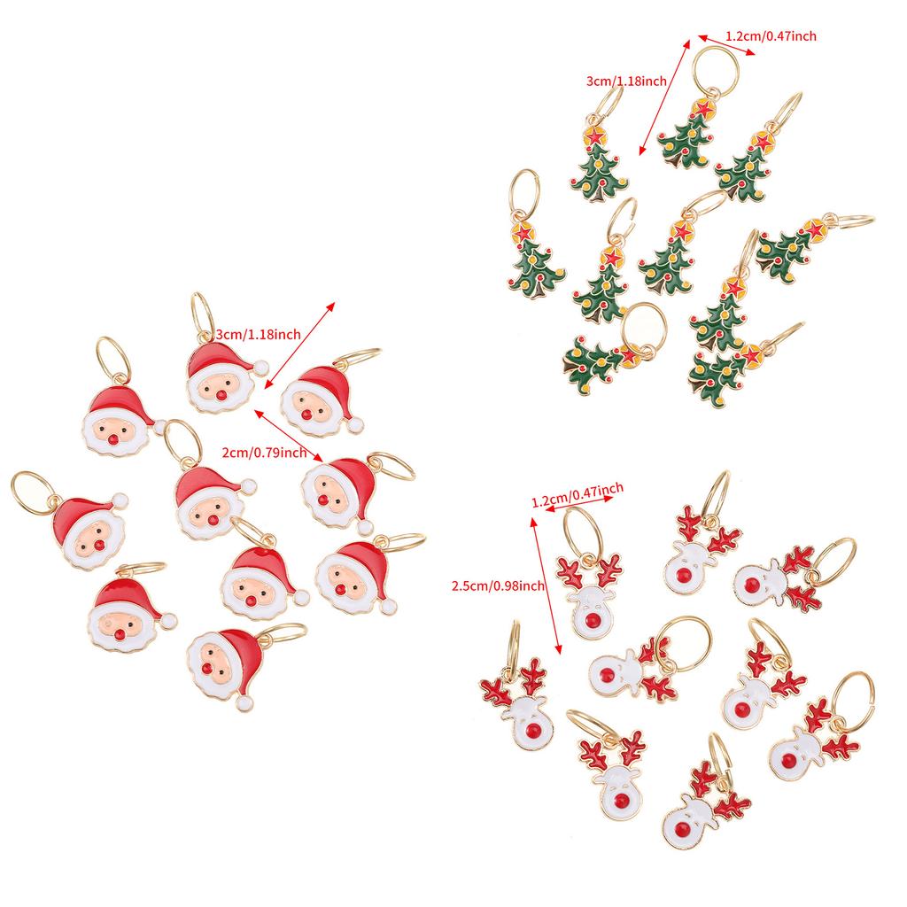 Stilvolles Weihnachts-Themen-Set aus 10 Santa Weihnachtsbäumchen Elch Dreads Haarringen Einzigartige Haarmanschetten Weihnachtsschmuck