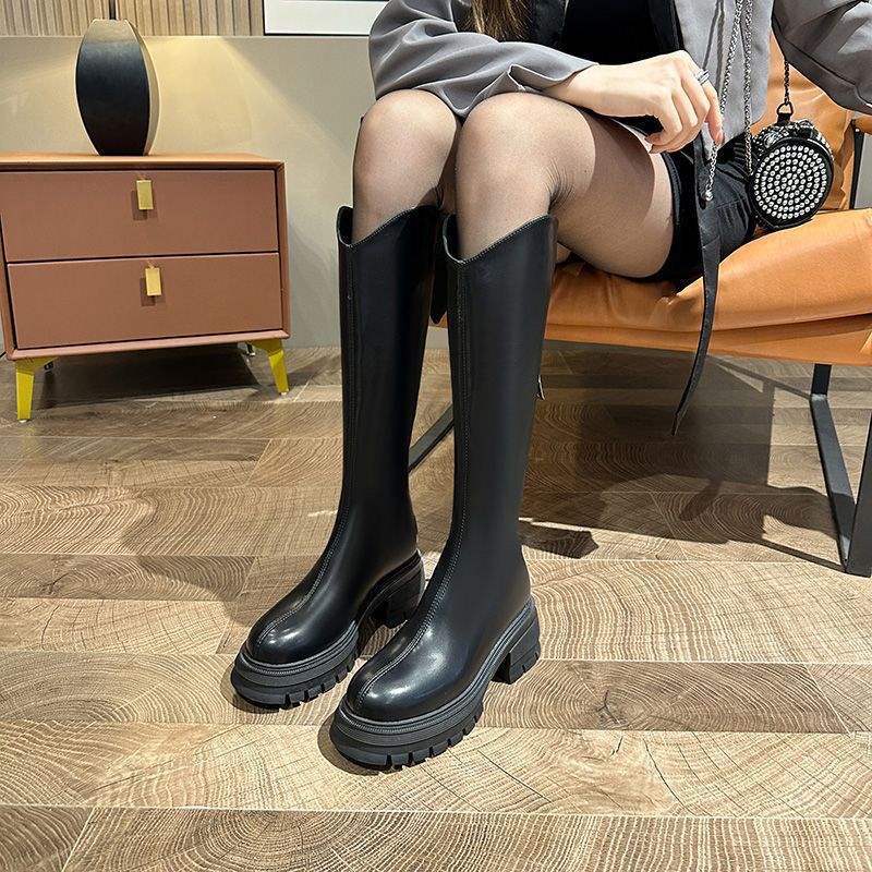 Small Thick-soled Boots Women's 2025 Autumn Velvet But Knee-high Knight Boots Boots Boots Women's Autumn and Winter Boots