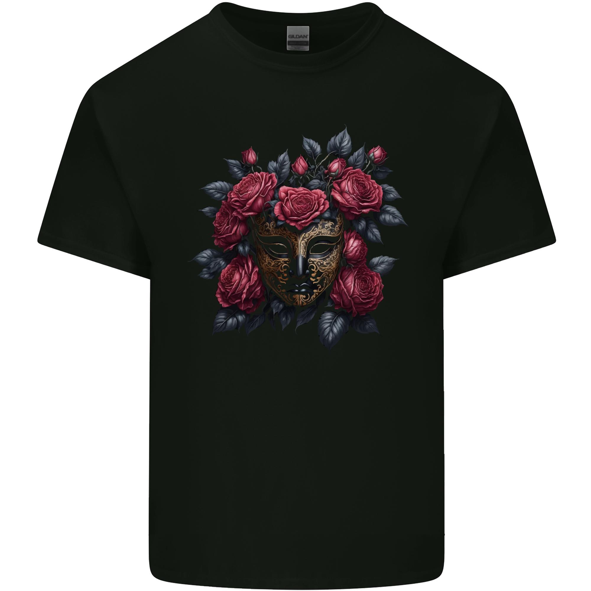 A Chinese Mask With Roses Gothic Goth Unisexs Light Cotton TShirt S