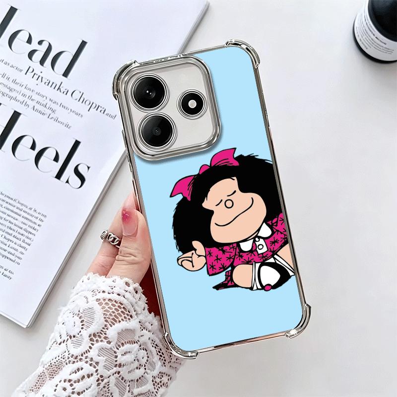 Mafalda Cartoon Cute Plating Phone Case For Xiaomi Redmi Note 14 15 Pro Plus 13 12 11 11S 11T 10 9S 9 5G Anti-Fall Airabag Cover