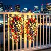 Outdoor Party Decorations Patriotic Hanging Basket, Red White Blue Artificial Flowers for America's Flower Basket 250th Anniversary, UV Fade Resistant